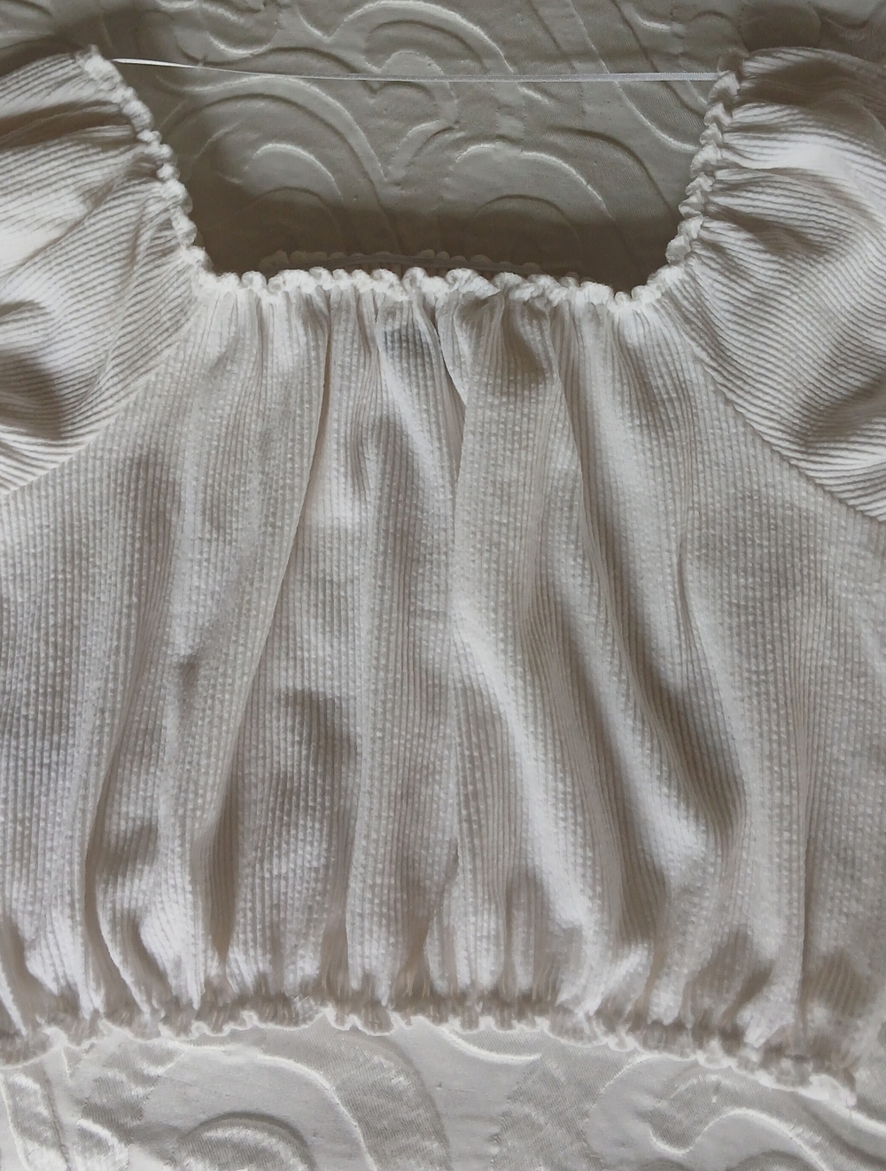 wild fable White Ribbed Off-Shoulder Crop Top Size M - Picture 2 of 3